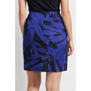Express Design Studio Blue Black Abstract Palm Print Pencil Mini Skirt Size 4